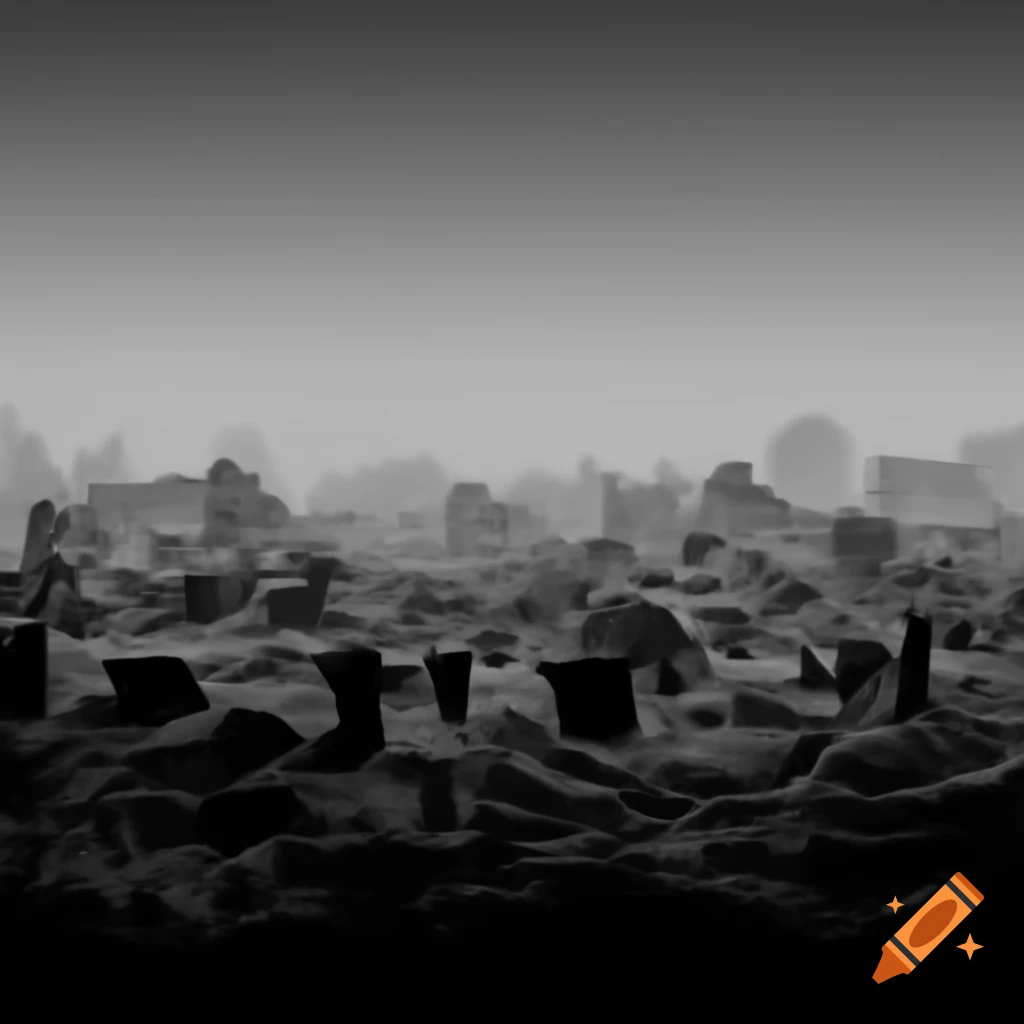 Nickel gradient background featuring a distant destroyed dystopian city