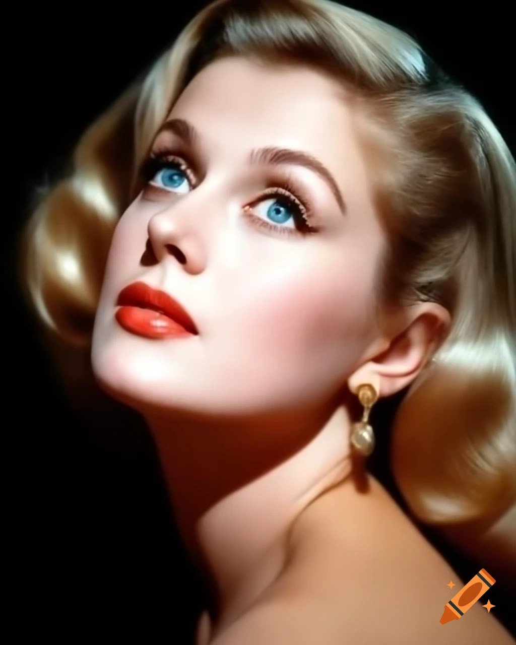 Beautiful European actress from 1963 with striking blue eyes and wavy golden hair