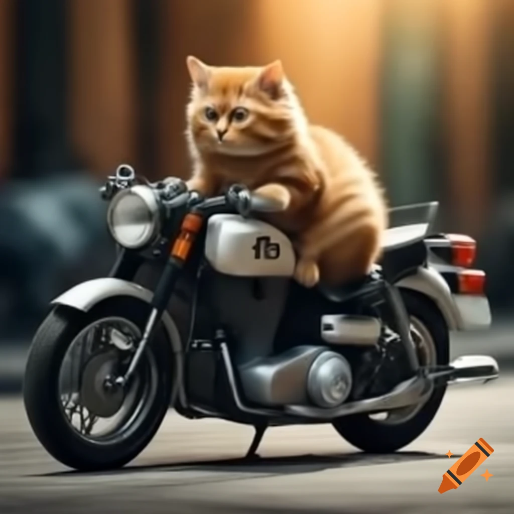 Cat riding a motorcycle