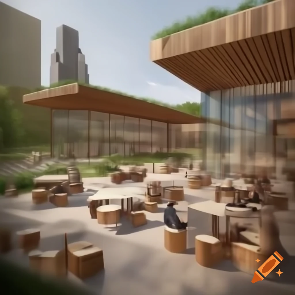 Stage gathering area with high top seating and wooden coverings for Chattanooga Jazz