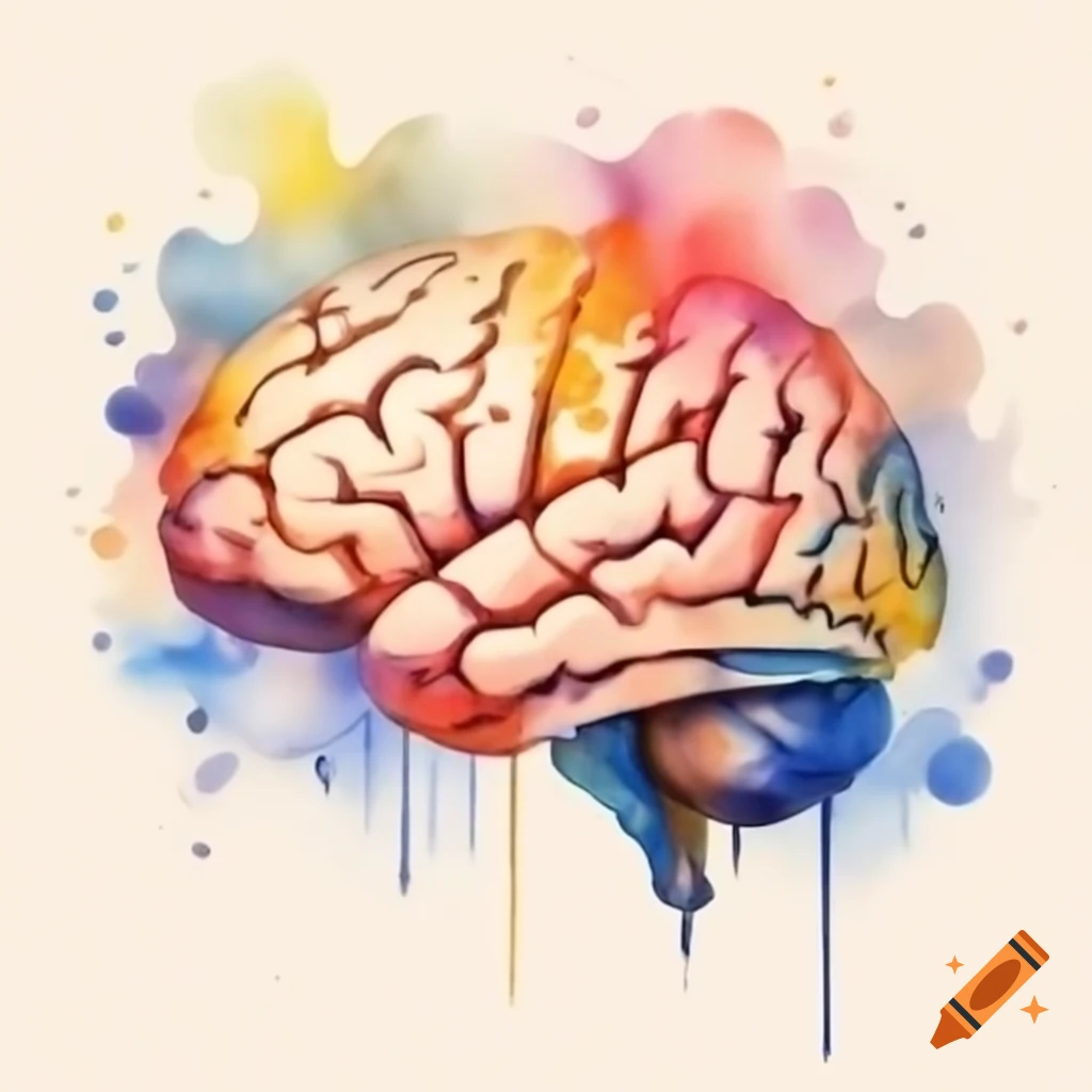 Abstract impressionist painting inspired by Monet, depicting a brain