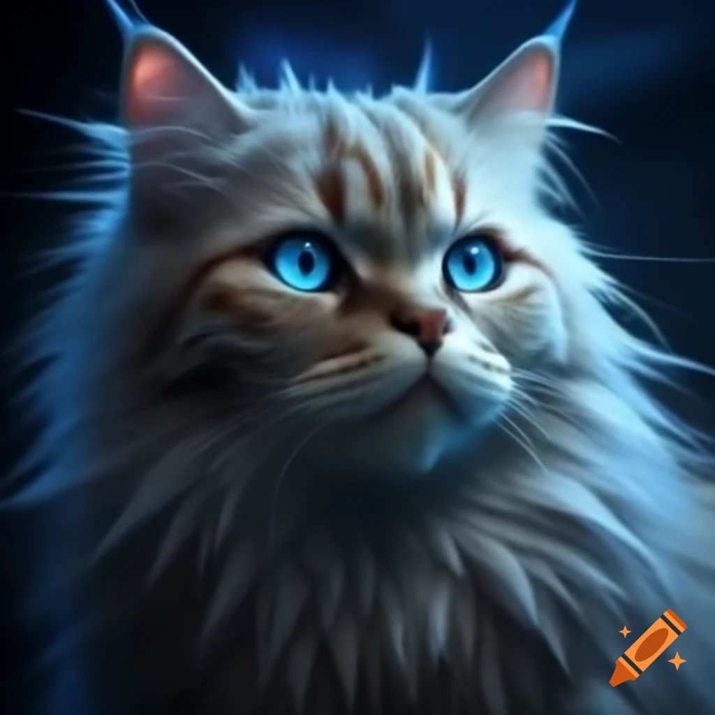 Warrior cat featuring cold ice blue eyes
