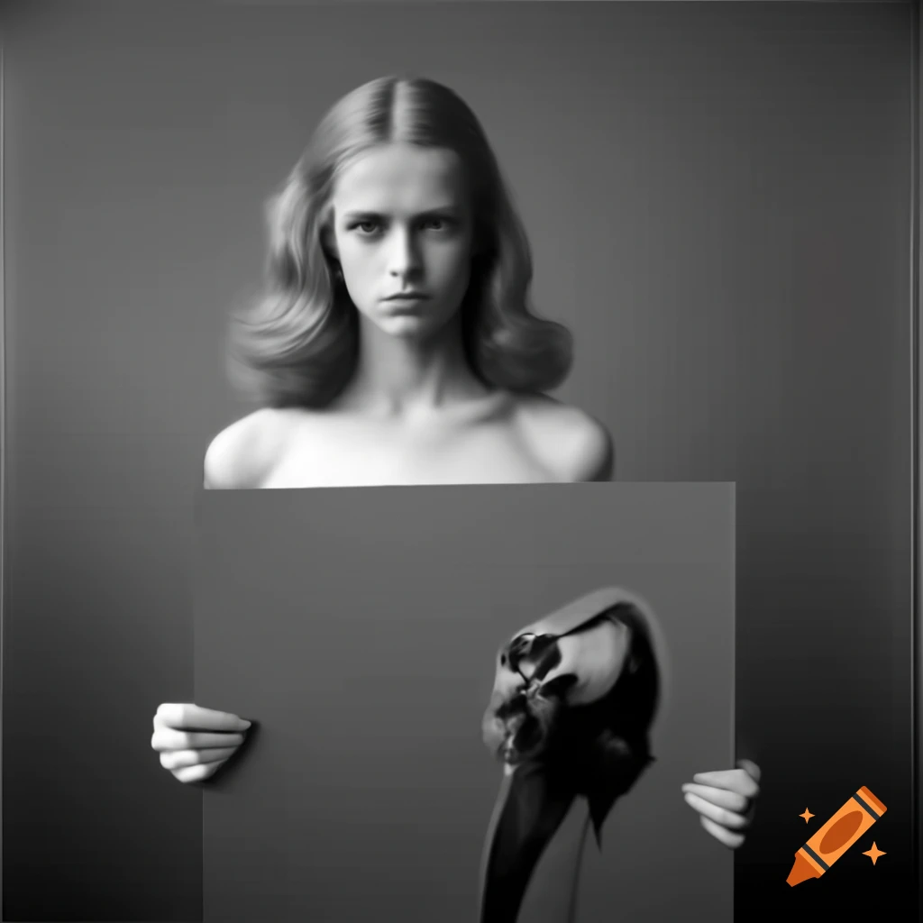 Model presenting large poster print