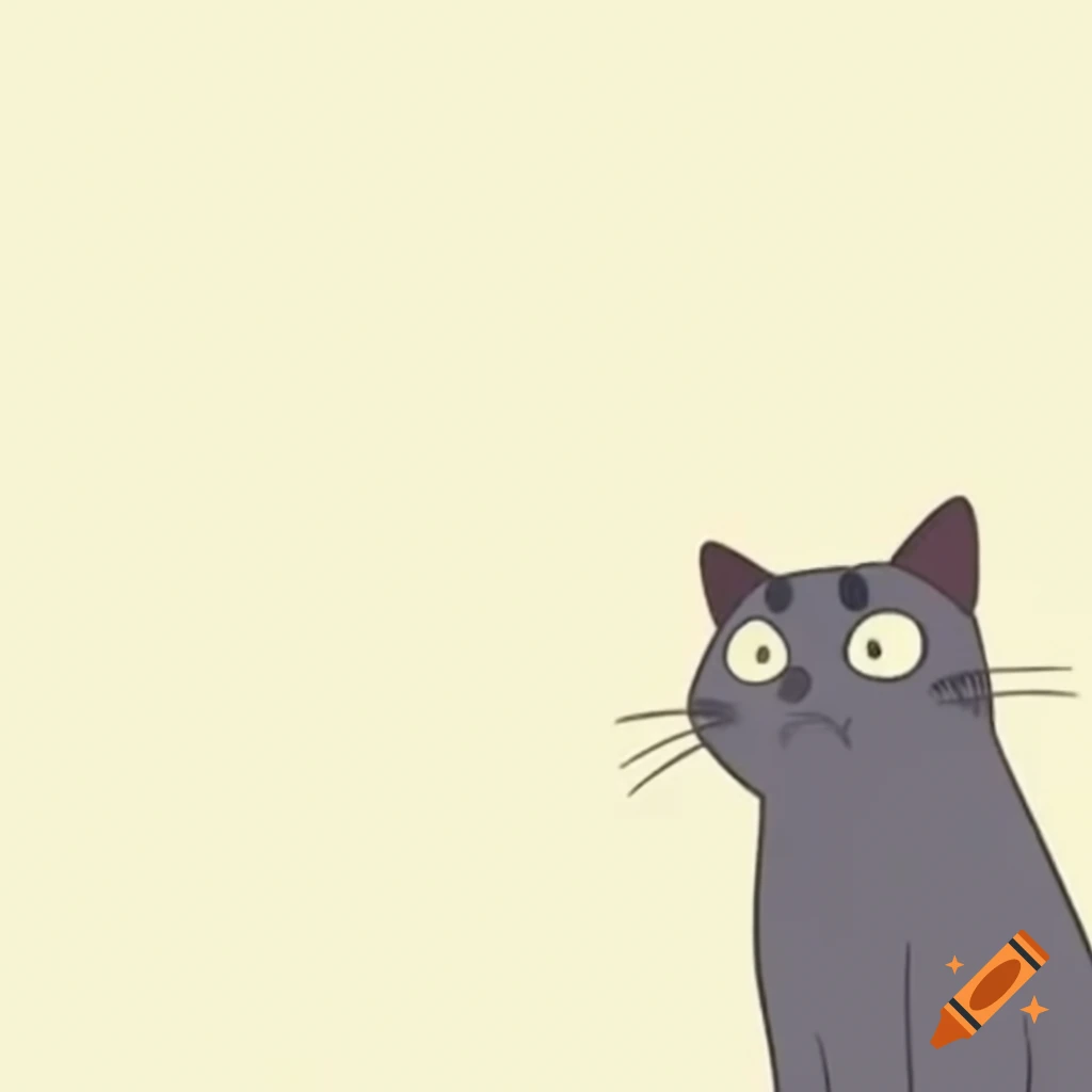 Cat pondering the future with a blank background in Ghibli style