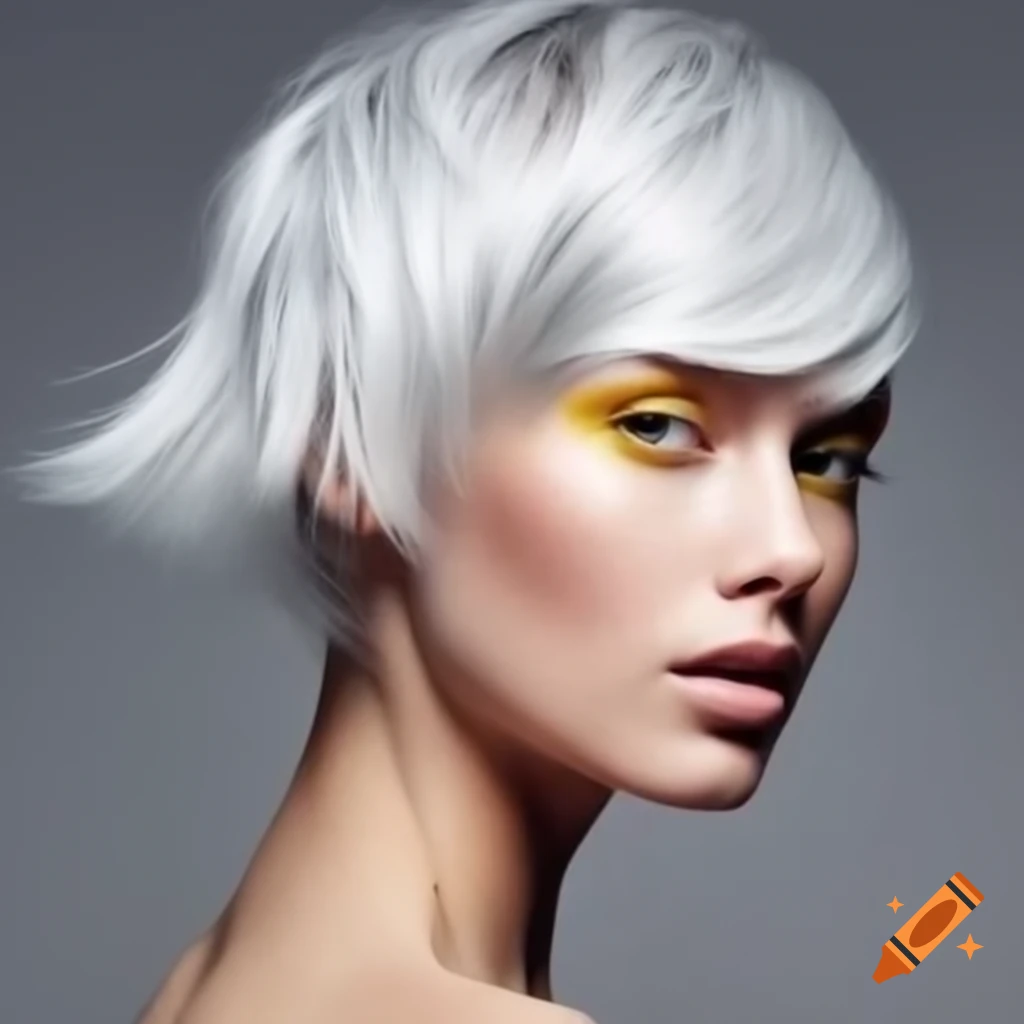 Young European woman with short silvery white hair