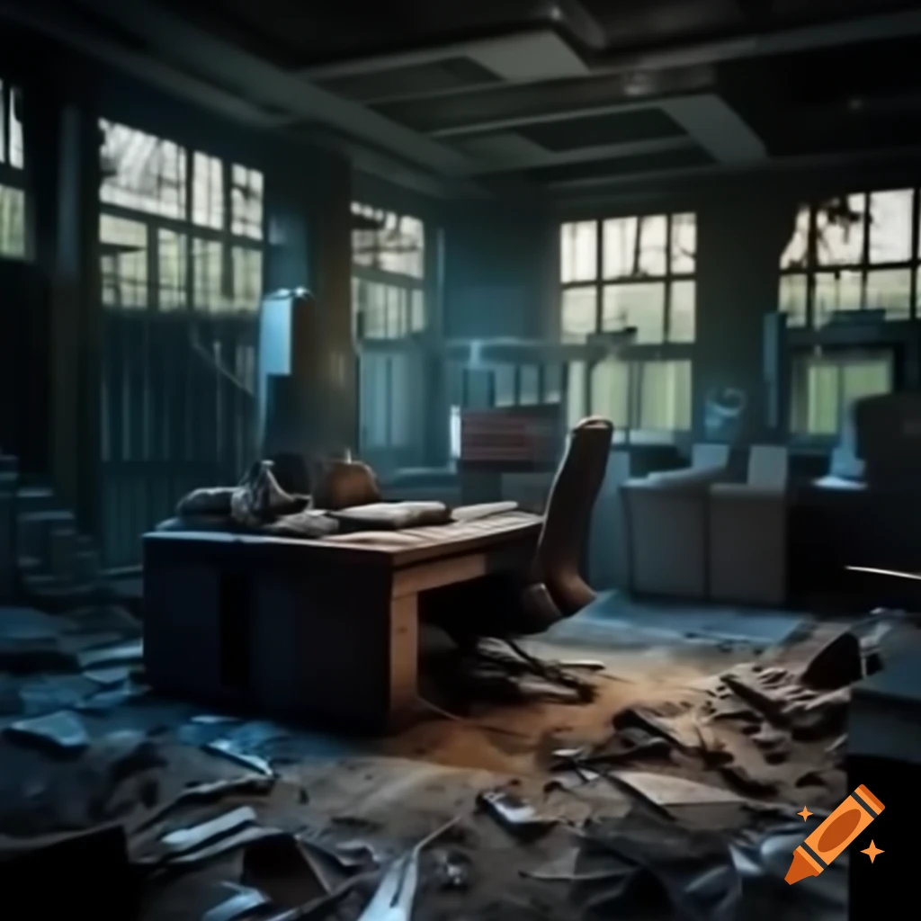 Abandoned office inspired by the aesthetics of the movie Aliens