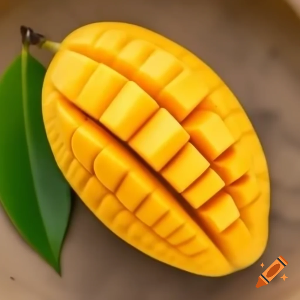 Fresh mango fruit on a wooden table