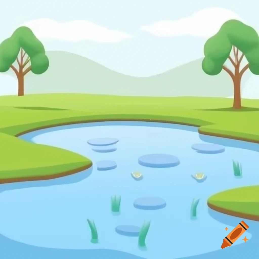 Pond surrounded by natural scenery