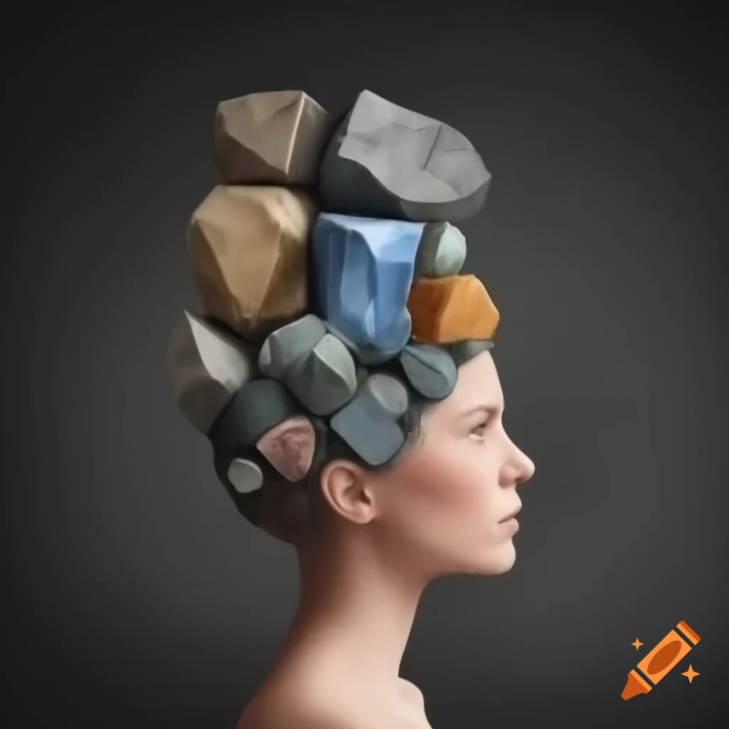 Back of woman's head with mineral background