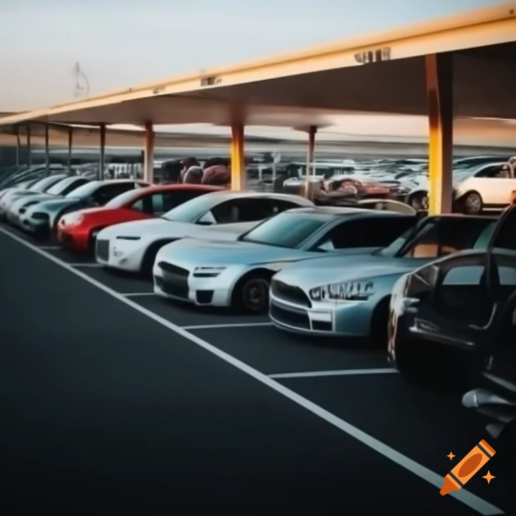 Parking lot filled with various car brands