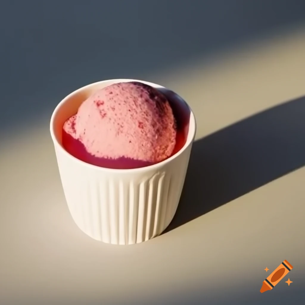 Close-up of realistic strawberry ice sorbet glistening with condensation
