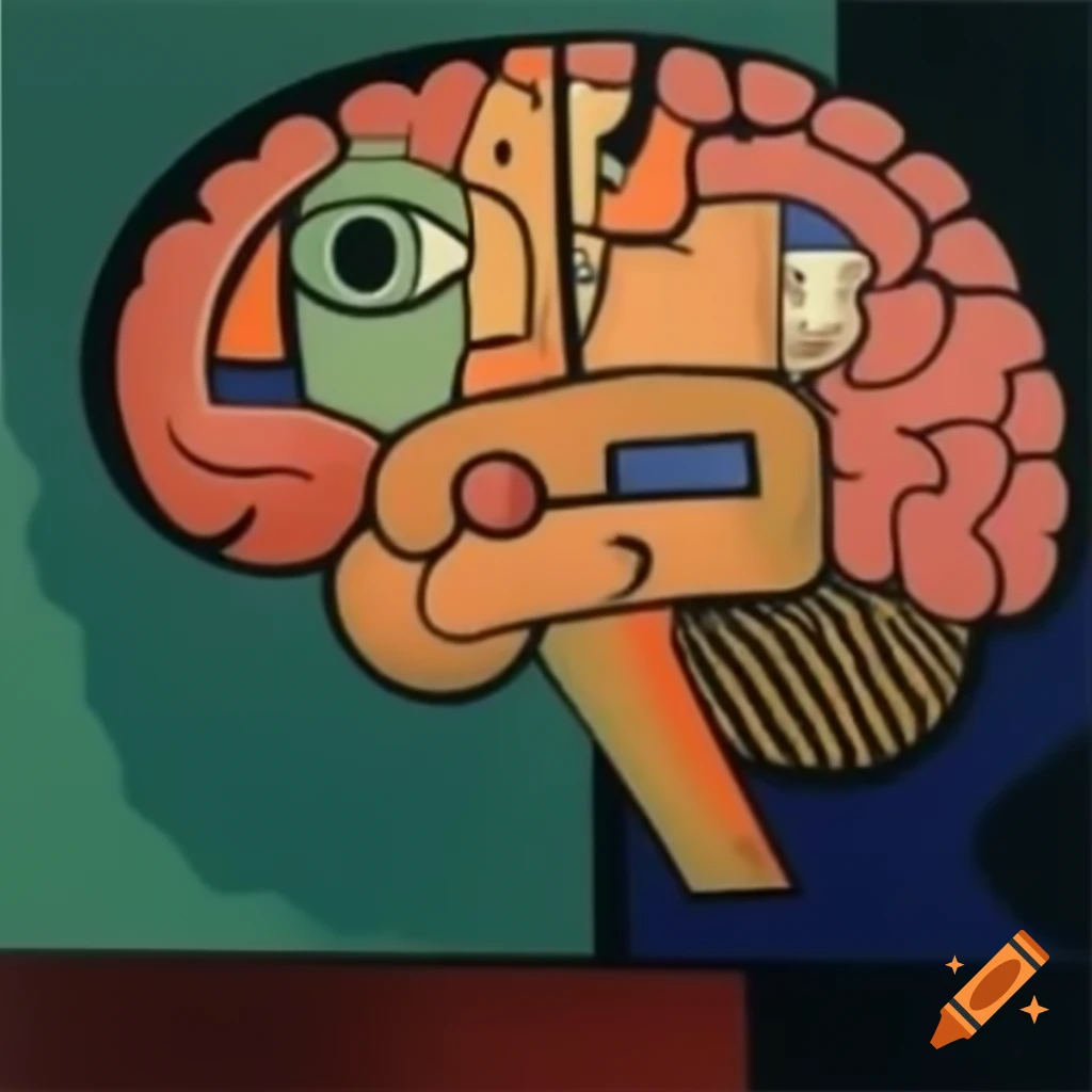 Cubist brain artwork inspired by Pablo Picasso