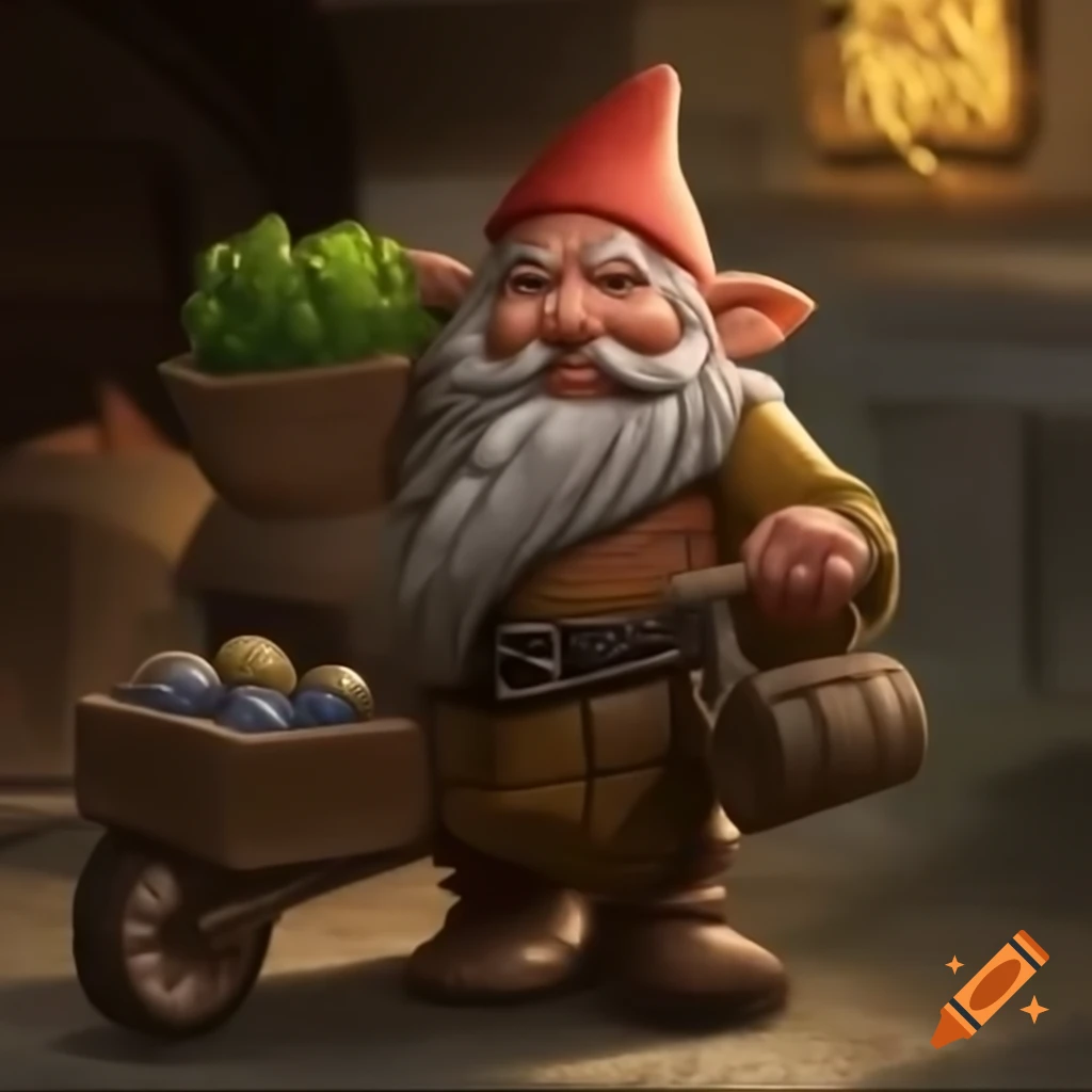 Dwarf merchant in Dungeons & Dragons with cart filled with merchandise