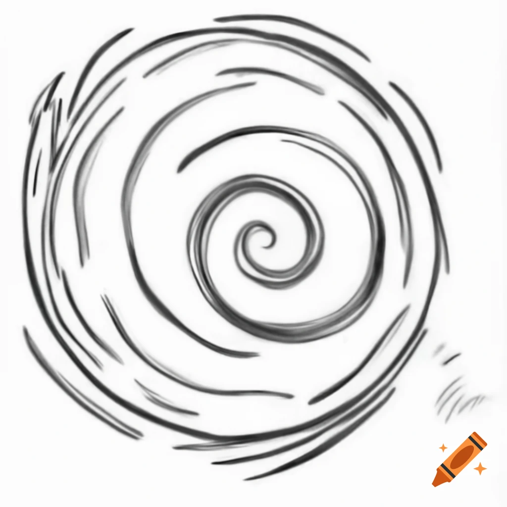 Abstract sketch of swirling vortex representing elemental water and ancient power
