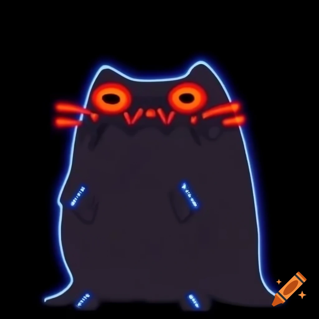 Black silhouette cartoon mouse with long nose and pink glowing eyes on