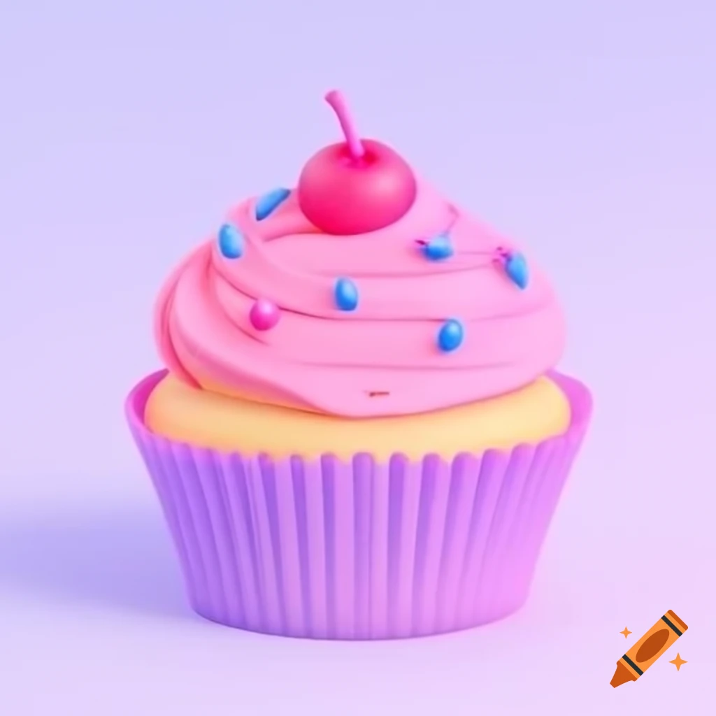 Pastel pink cupcake icon