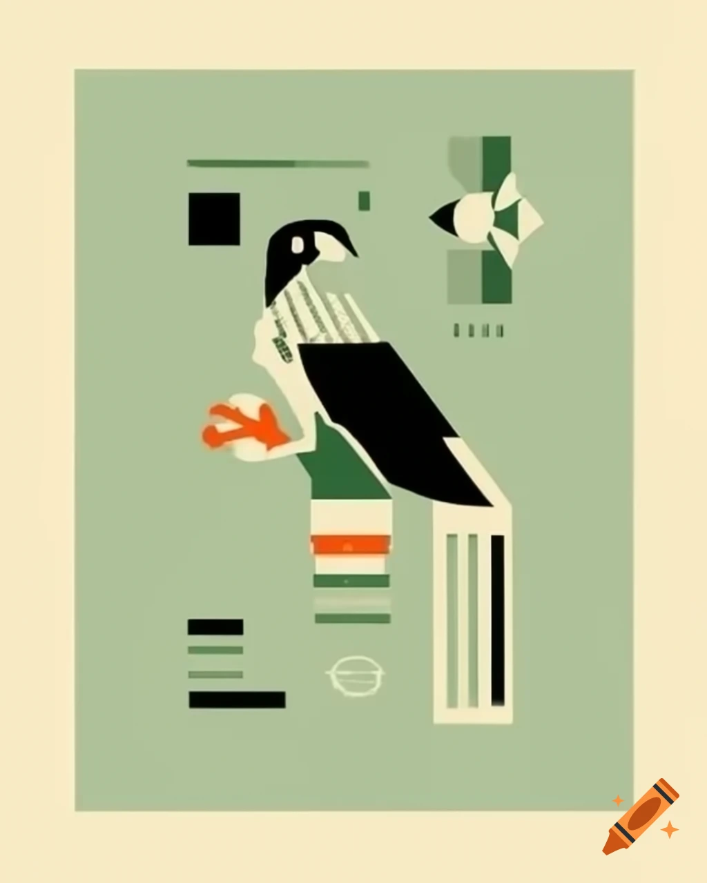 Stylized parrot logo design in classic interwar graphic style