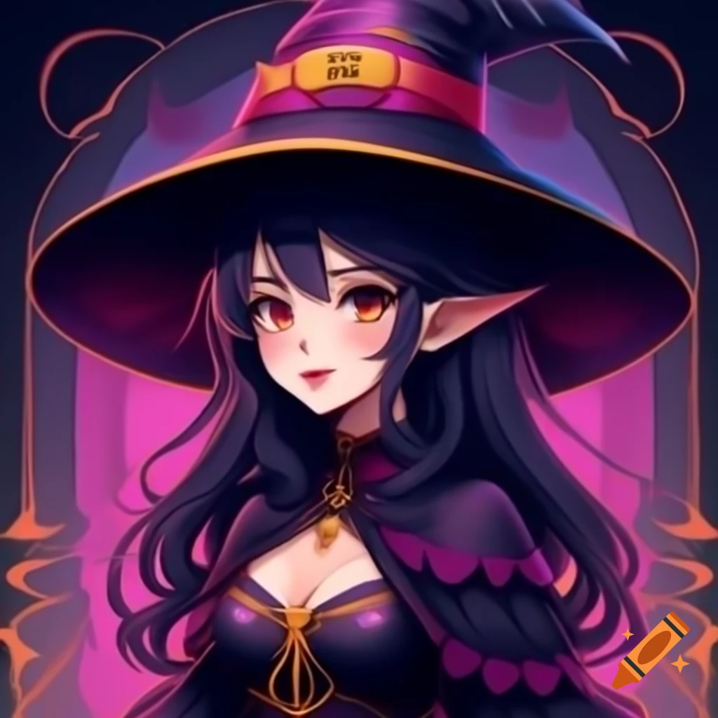 Anime girl dressed as a witch