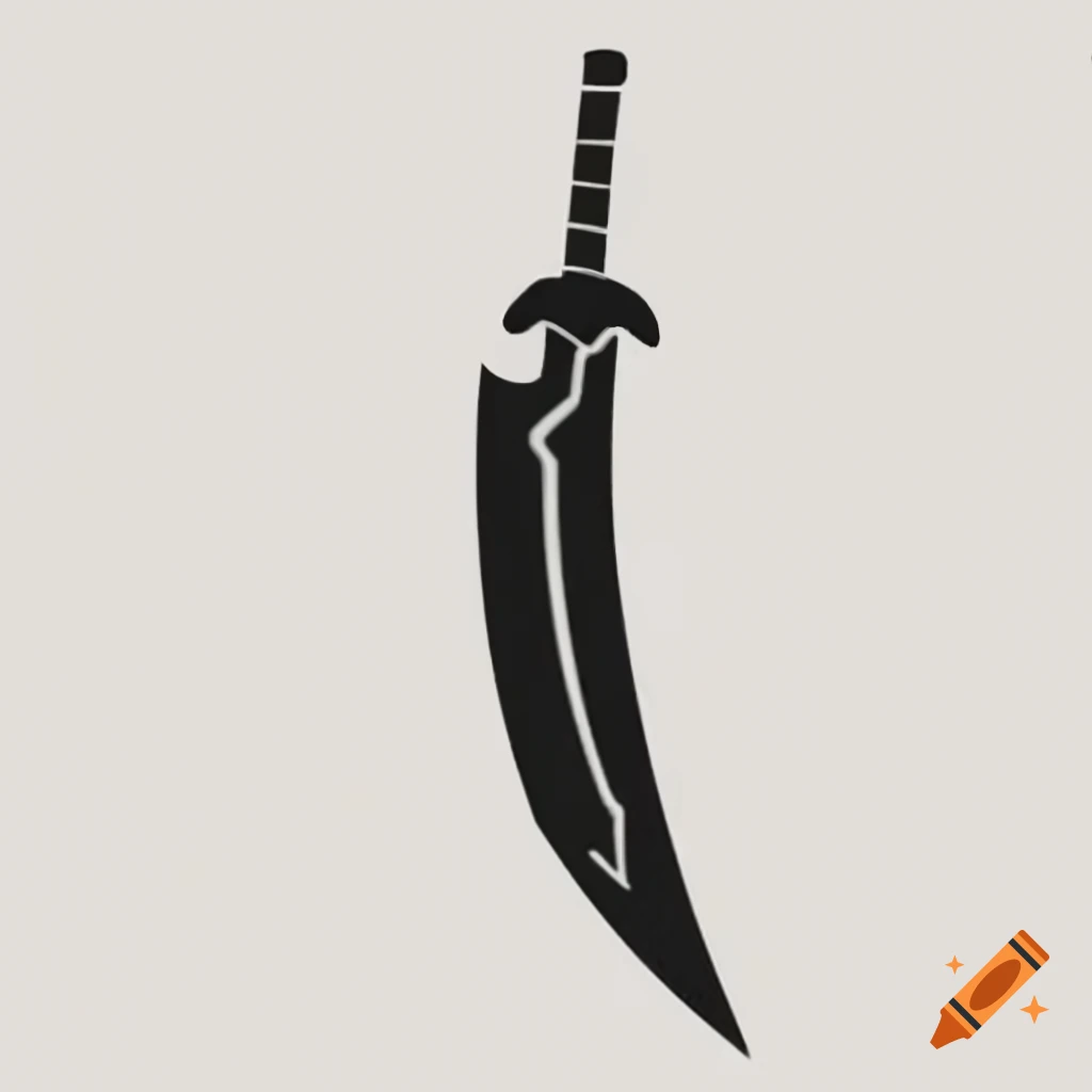 Anime style black sword illustration for mobile app icon