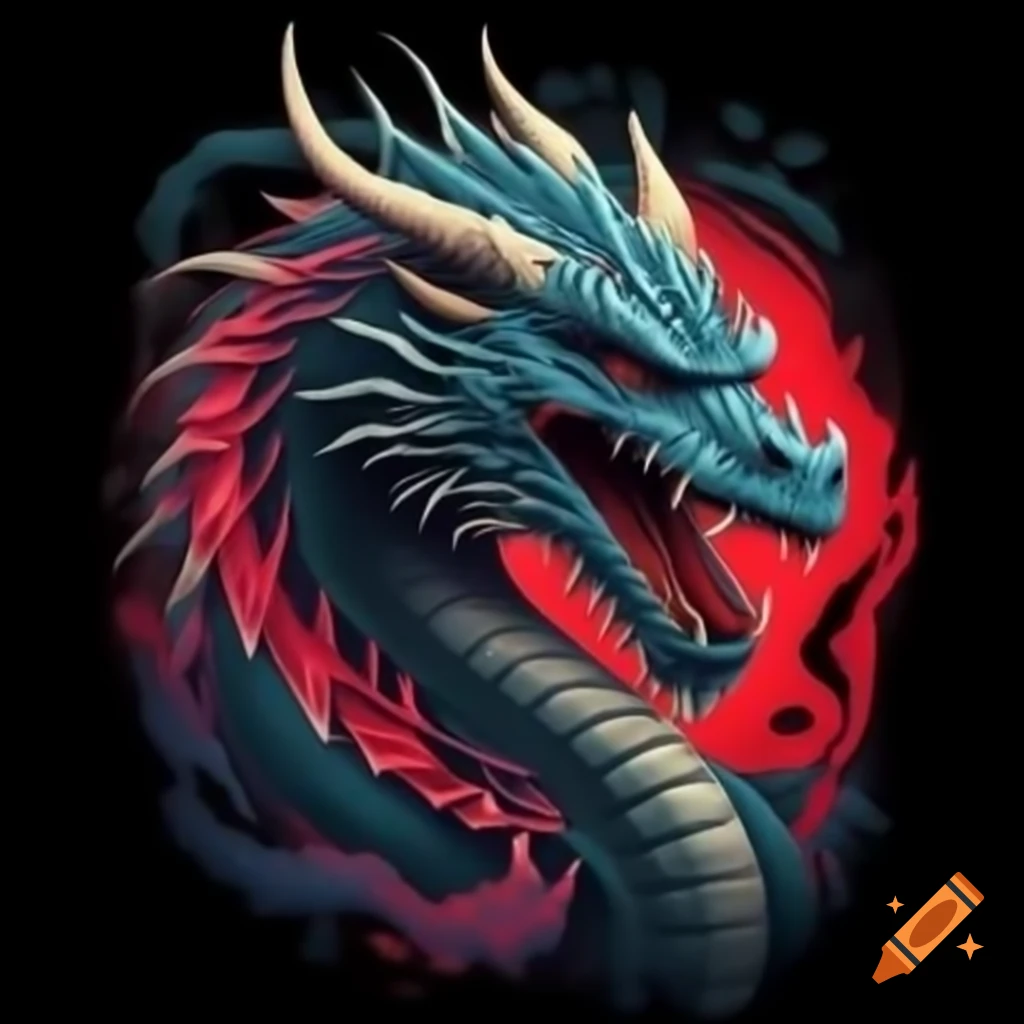 Stylish graphic of a dragon inspired by Tokyo culture