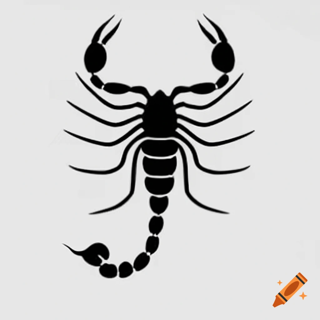 Minimalistic high-detail black scorpion graphic