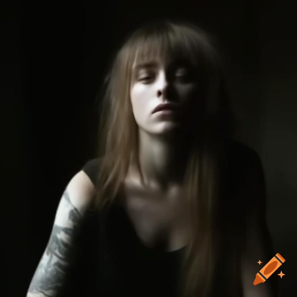 Portrait of a sad girl representing alternative rock style