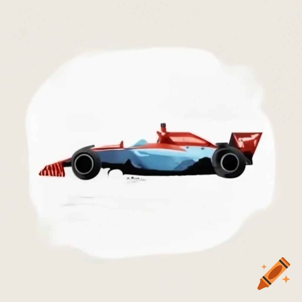 Cartoon racing car in watercolor style on white background