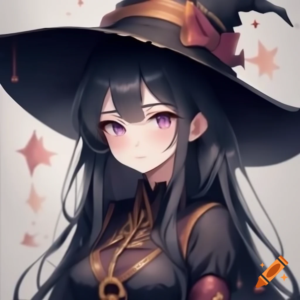 Anime witch girl character