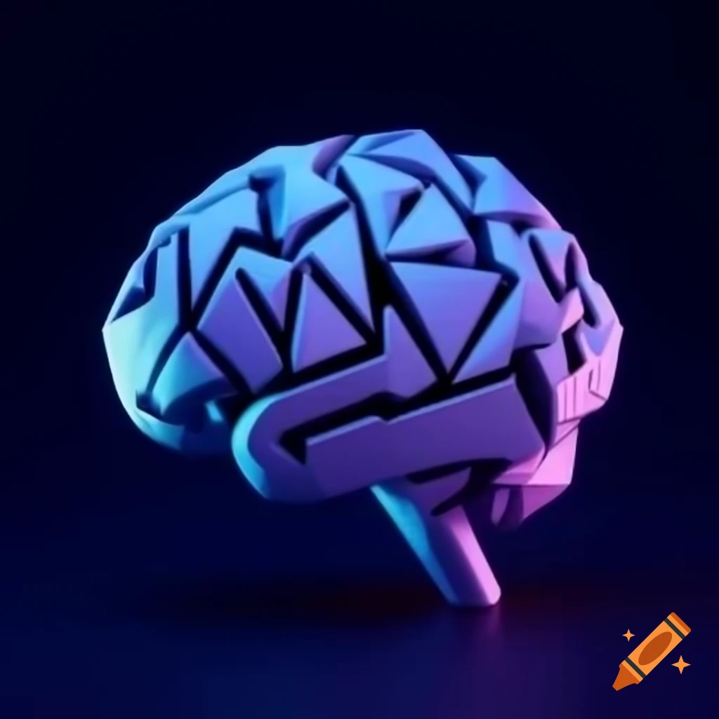 3-D polygon brain logo design