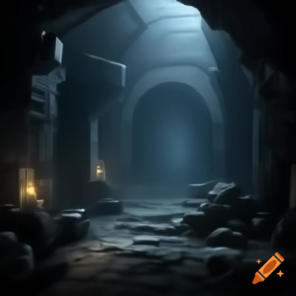 Dark misty dungeon crypt background