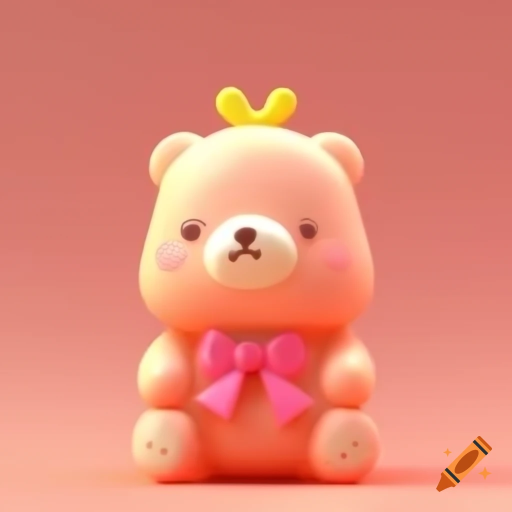 Cute small bear wearing a bow in detailed illustration