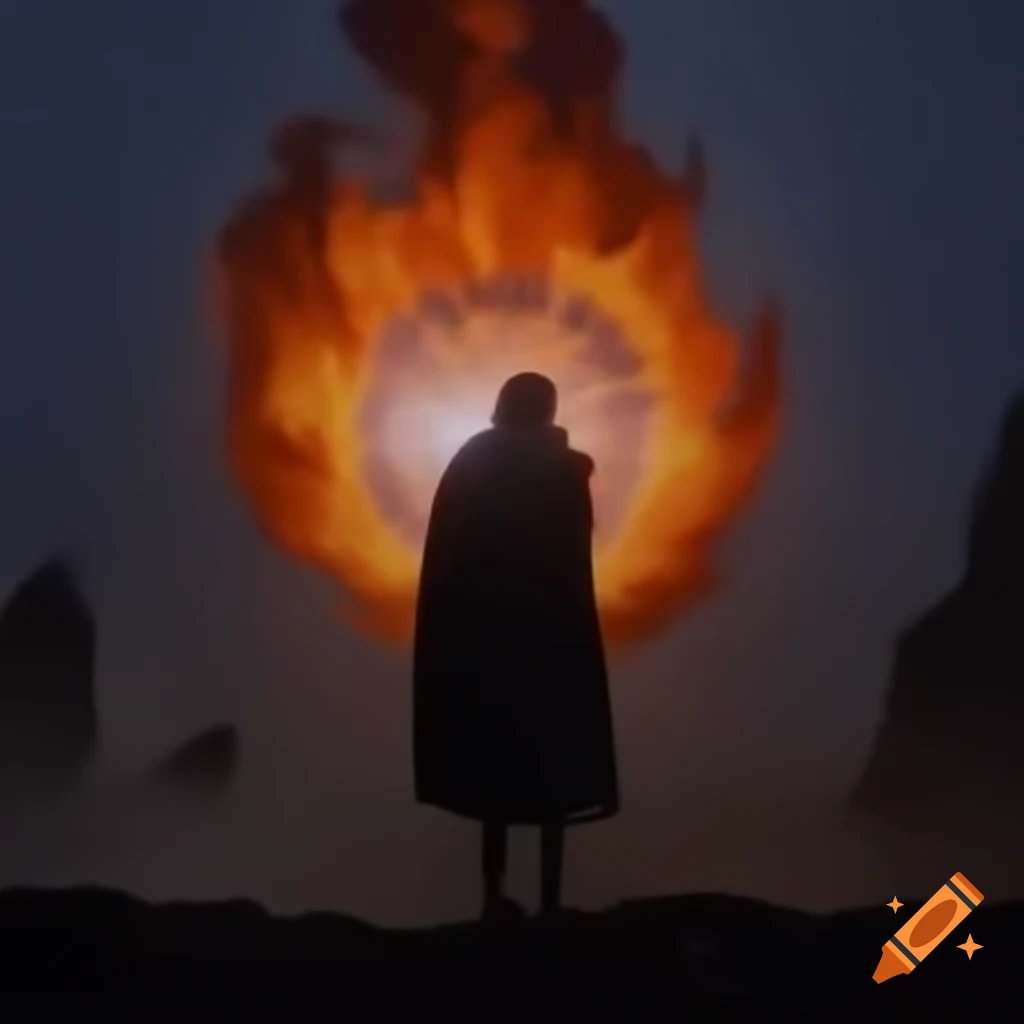Determined individual gazing at glowing object symbolizing ultimate goal
