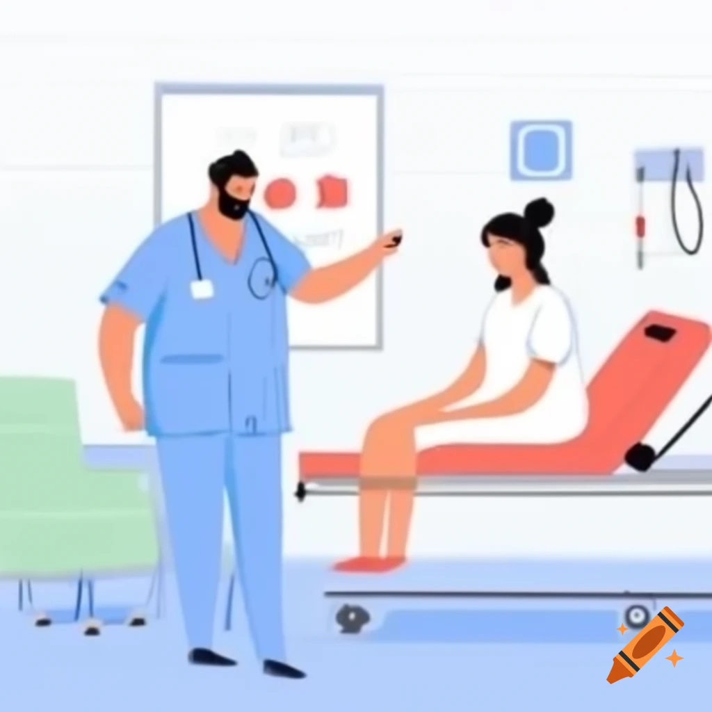 Outpatient consultation with doctor and nurse in emergency room