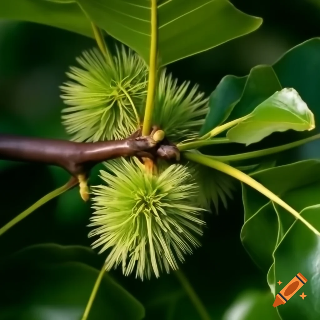 Chestnut tree branch with leaves