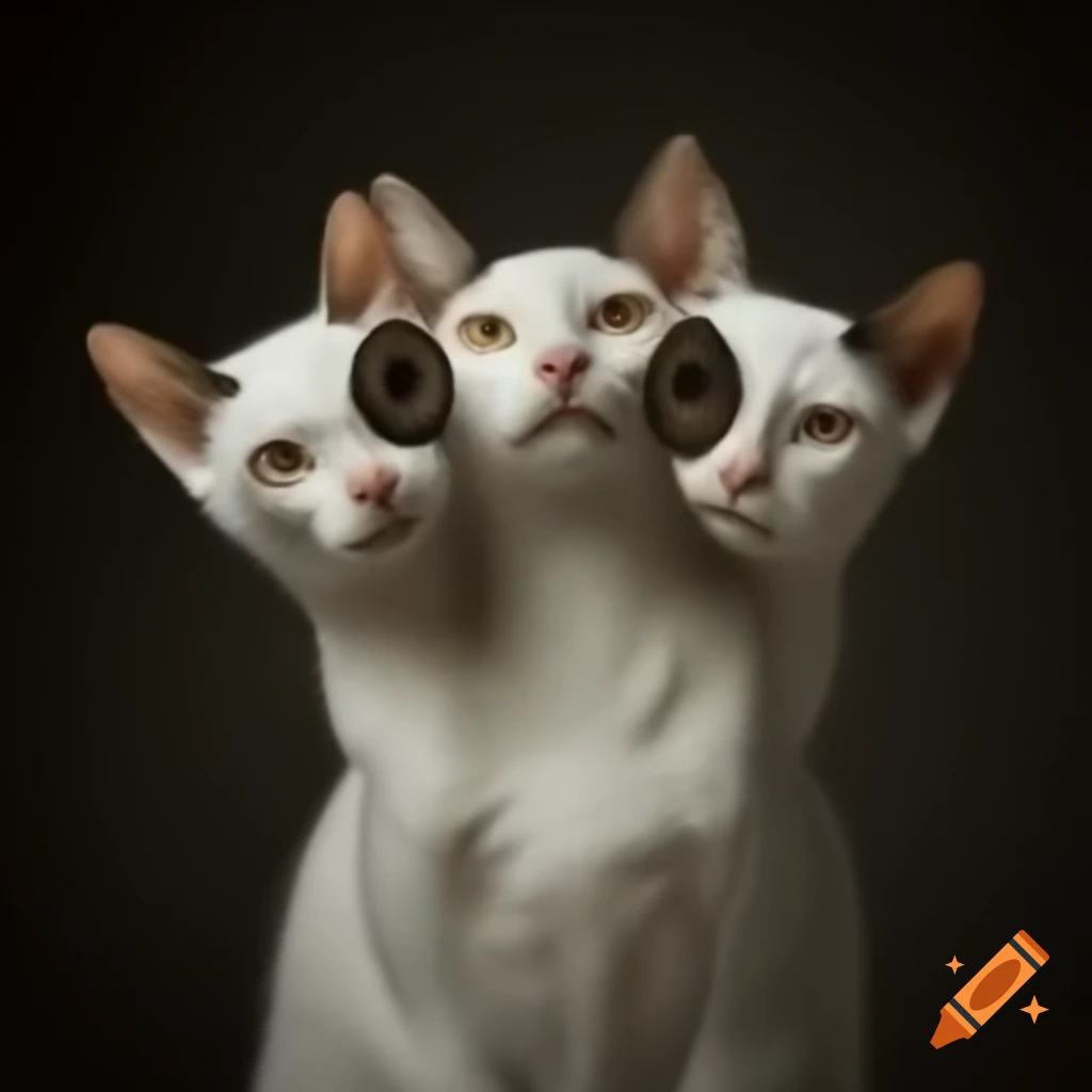 Unique two-headed cat illustration