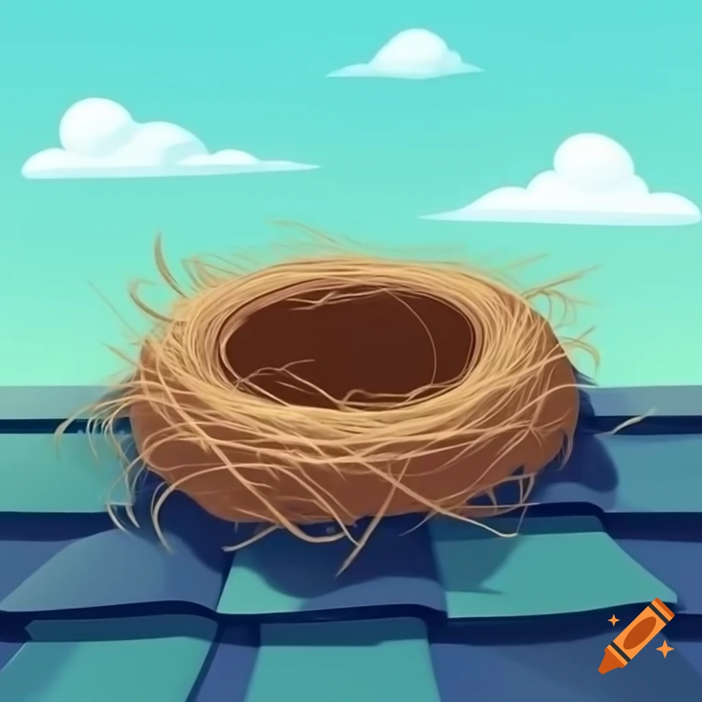 Empty bird nest on a rooftop