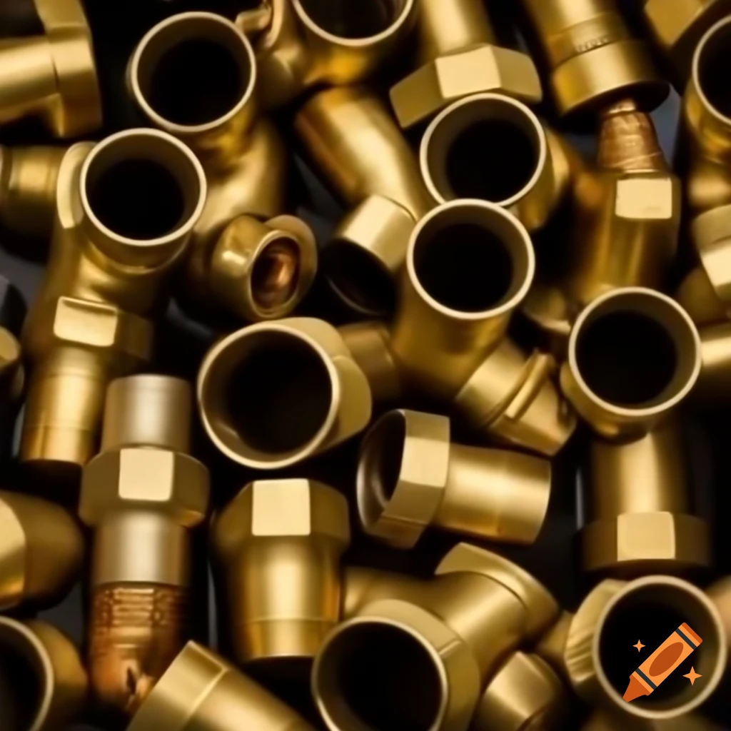 Stock of brass fittings for plumbing and hardware