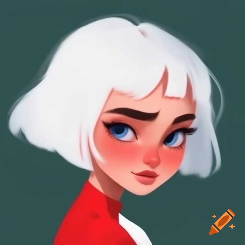 Young woman with striking white hair