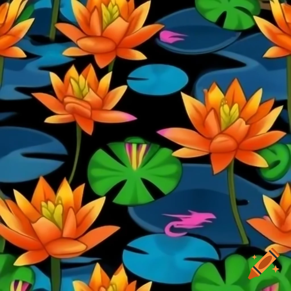 Colorful composition featuring water lilies, Wayuu fabric, and vibrant earth tones