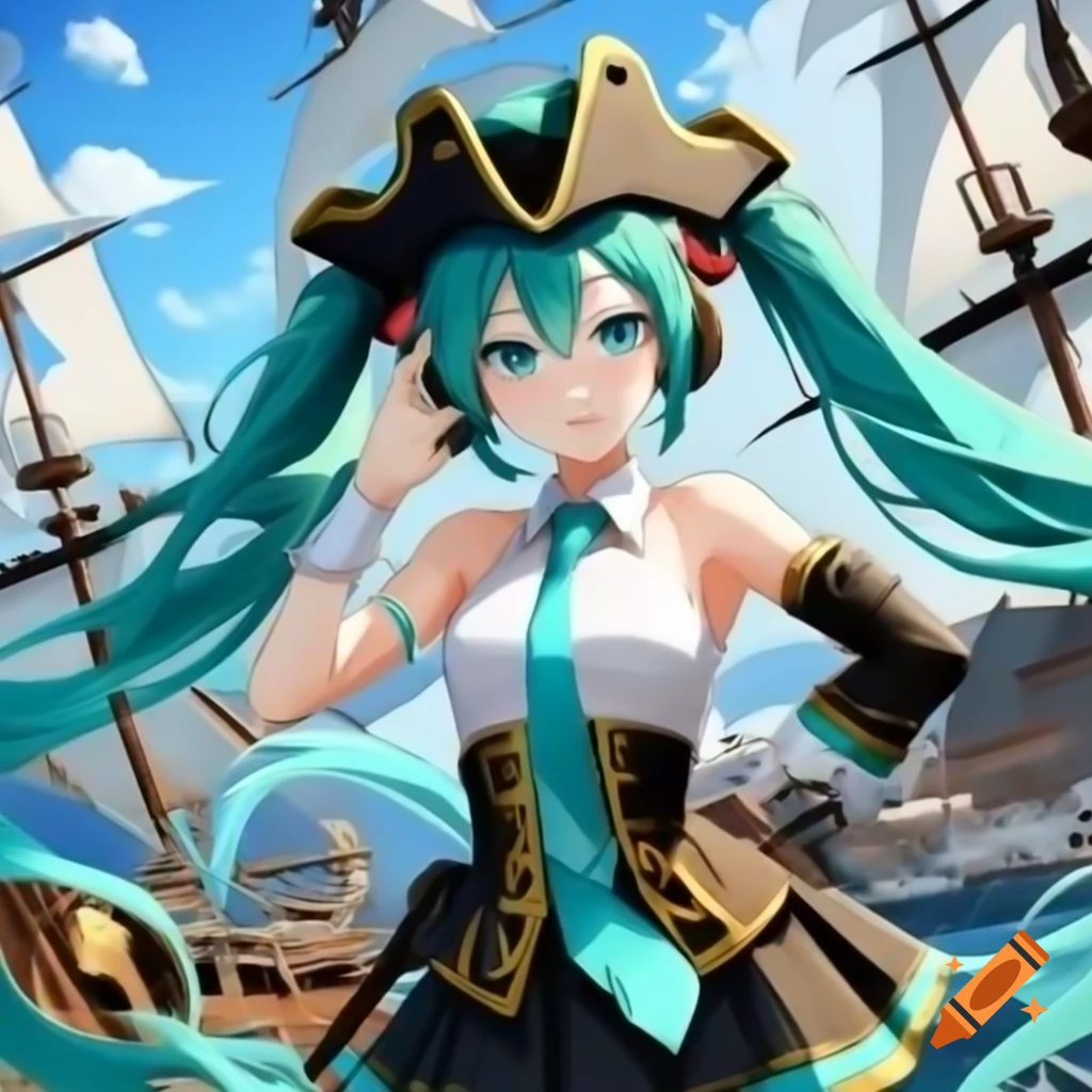 Hatsune Miku aboard a pirate ship