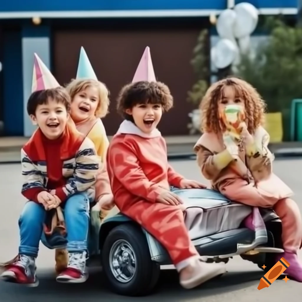 Children enjoying a birthday party themed as a motor show