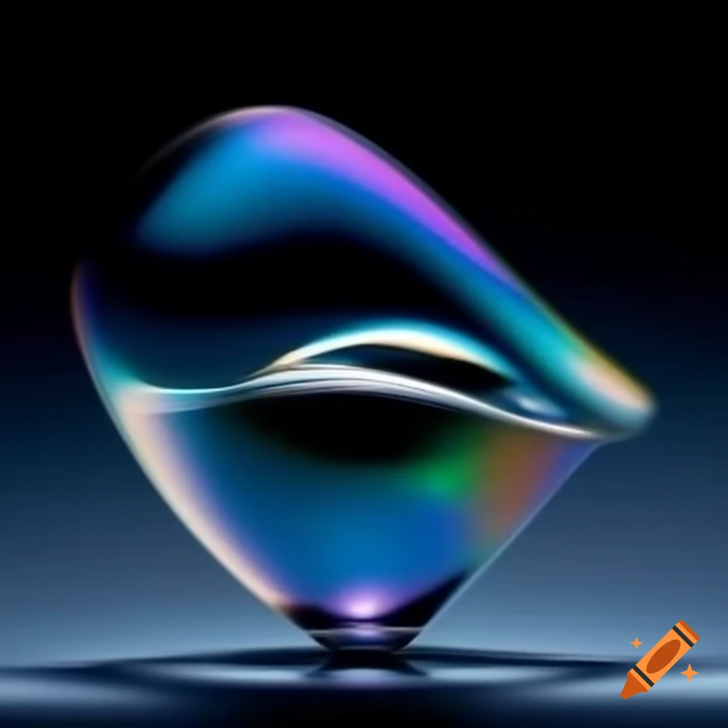 Pop surreal photography featuring iridescent glass statue