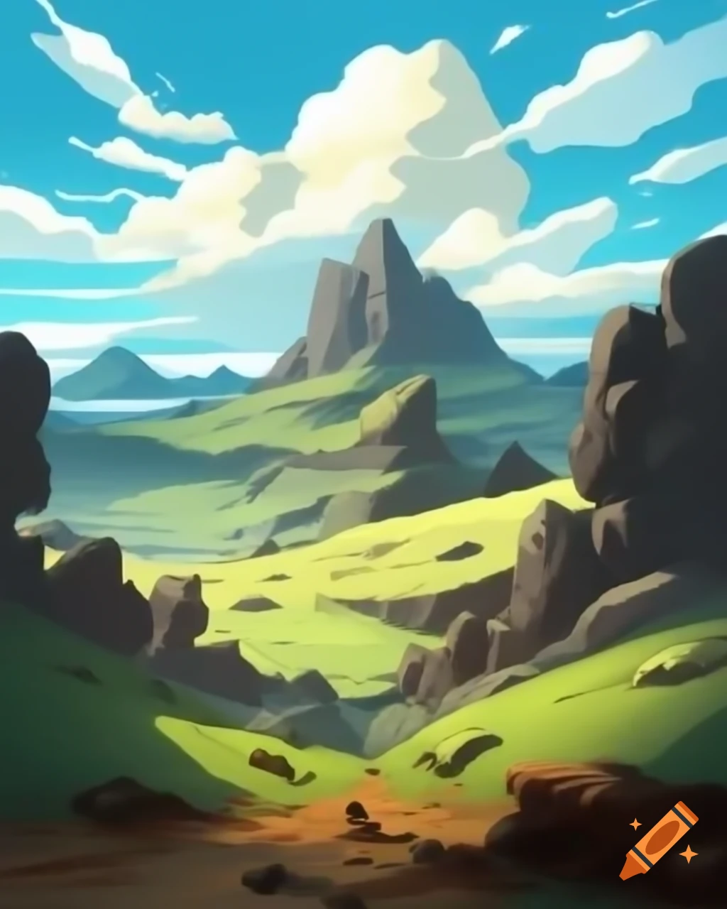 Man sitting in valley surrounded by huge mountains, gazing into the distance