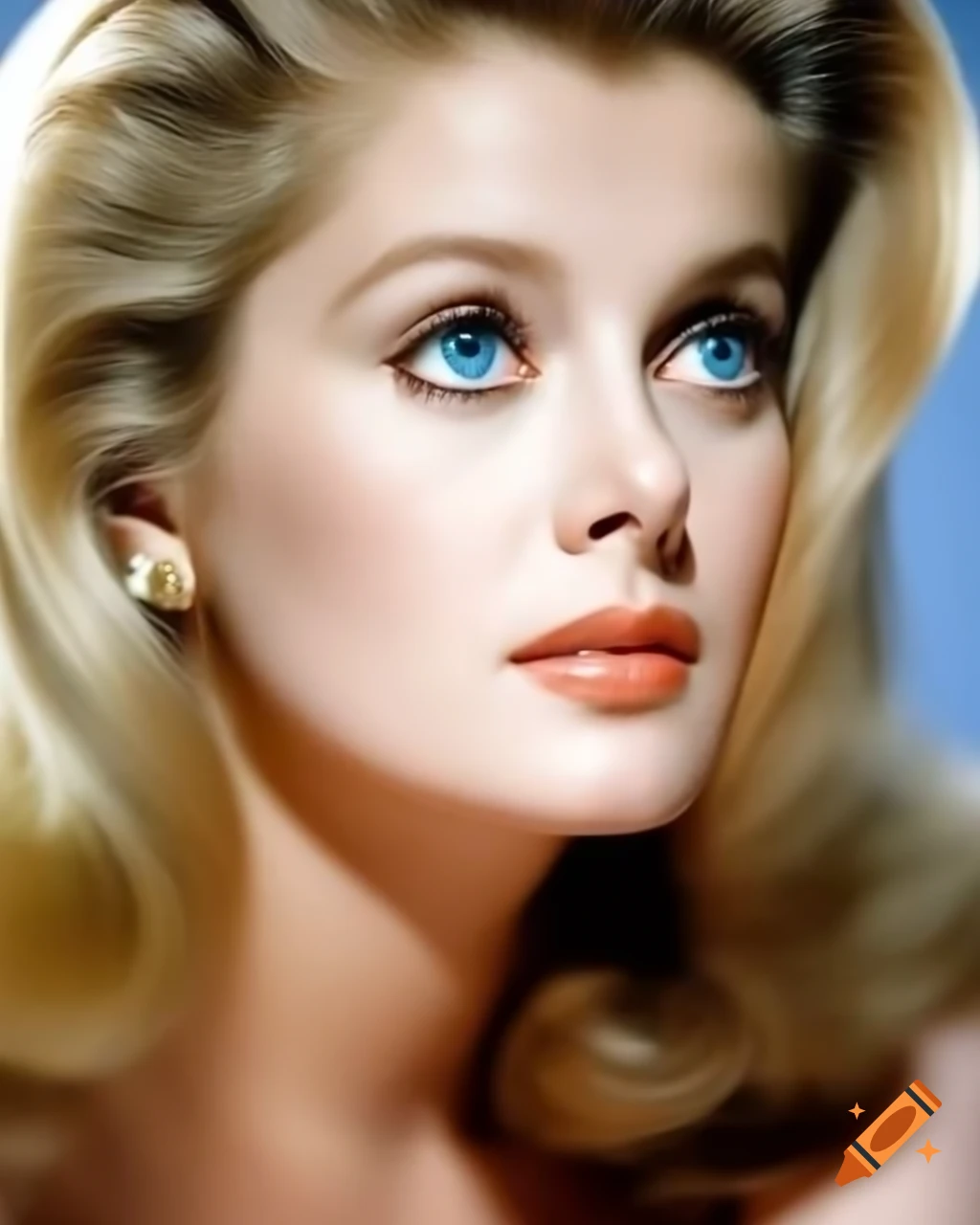 Beautiful European actress from 1963 with striking blue eyes and wavy golden hair