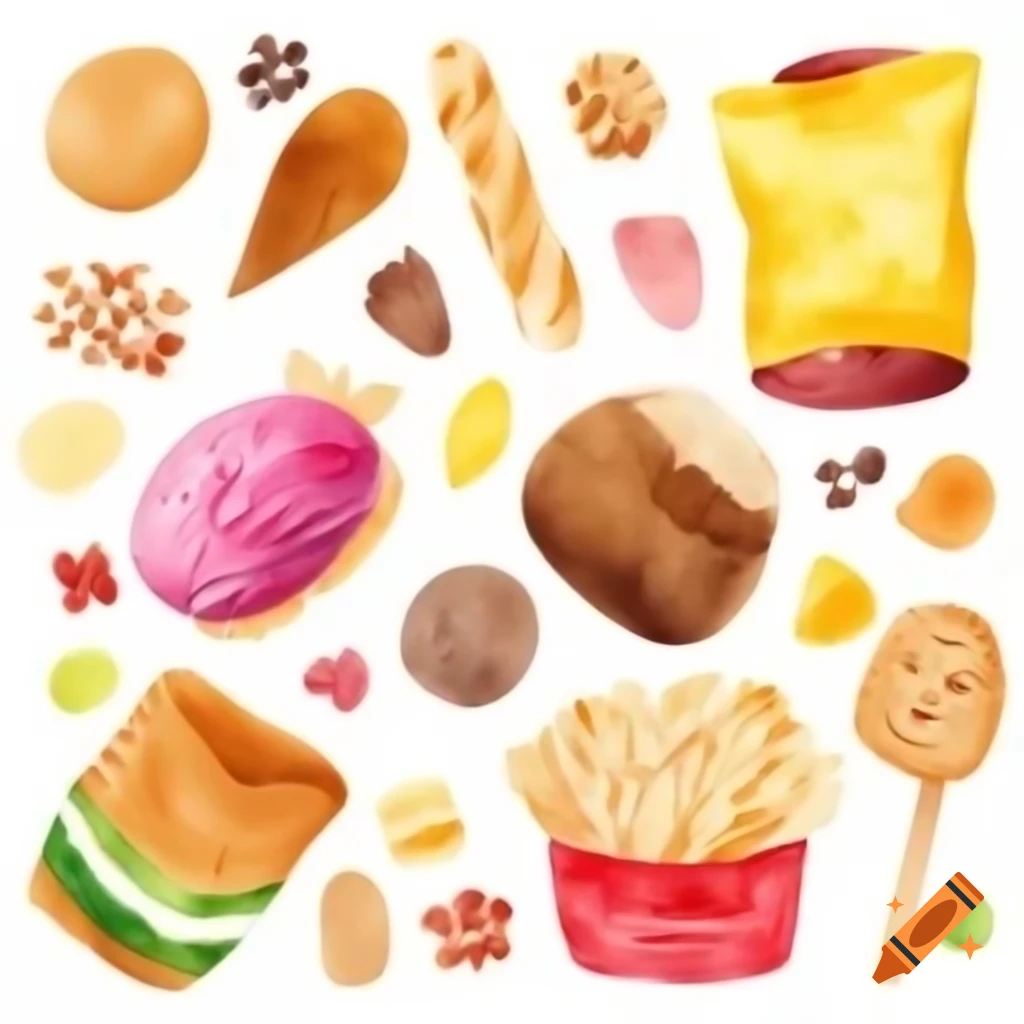 Watercolor illustration of a snack pack on white background