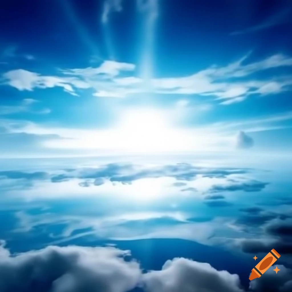 Expansive blue sky with soft clouds over calm waters