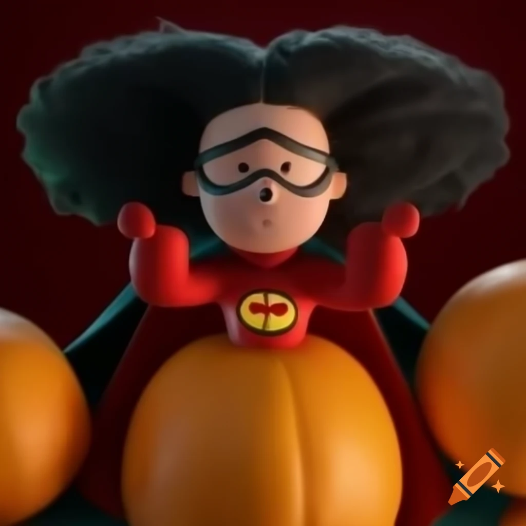 Superhero character inspired by citrus fruits