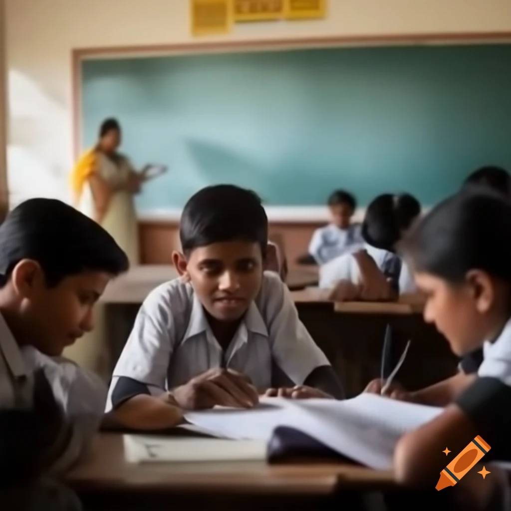 Indian students studying and enjoying in an academy setting