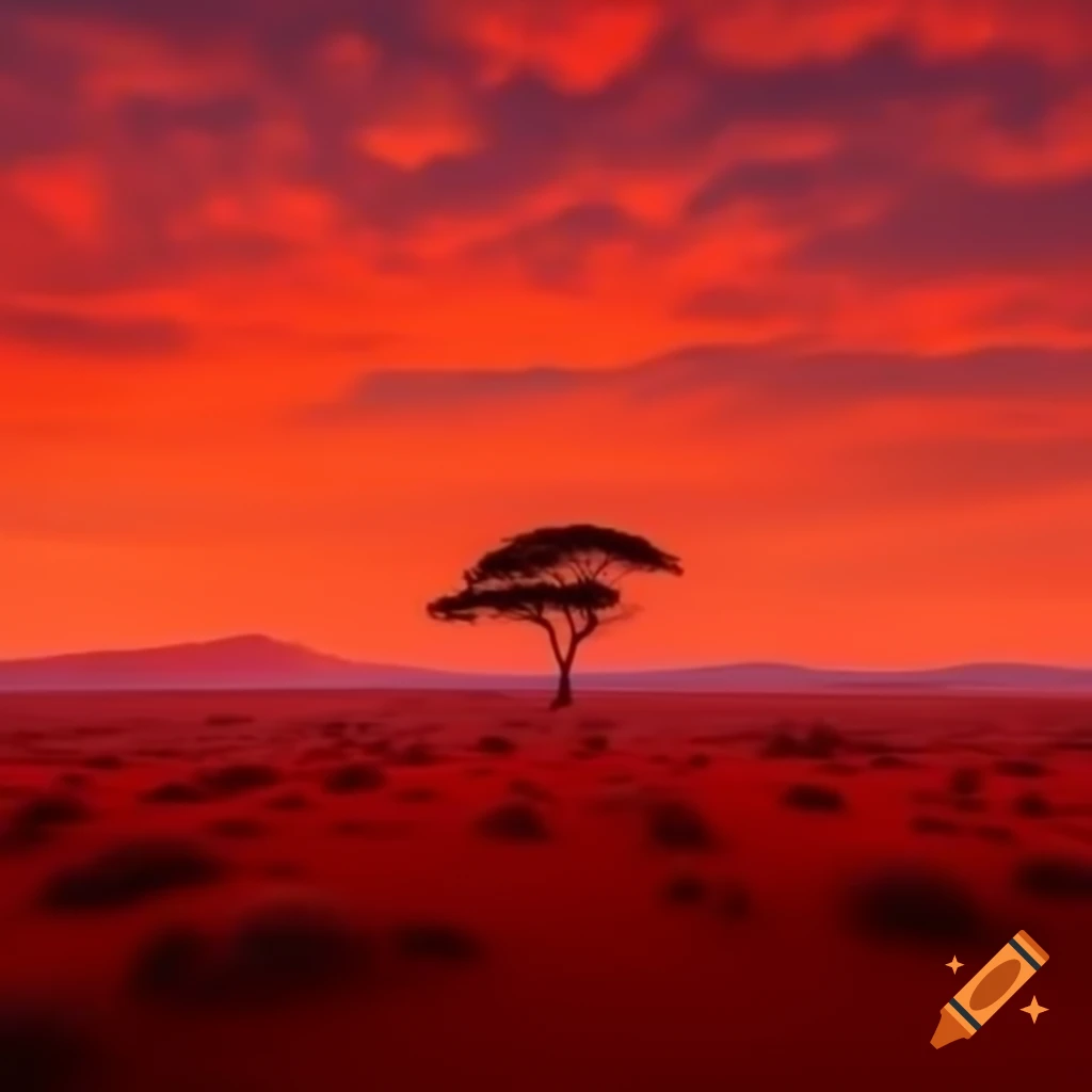 Vibrant red horizon at sunset