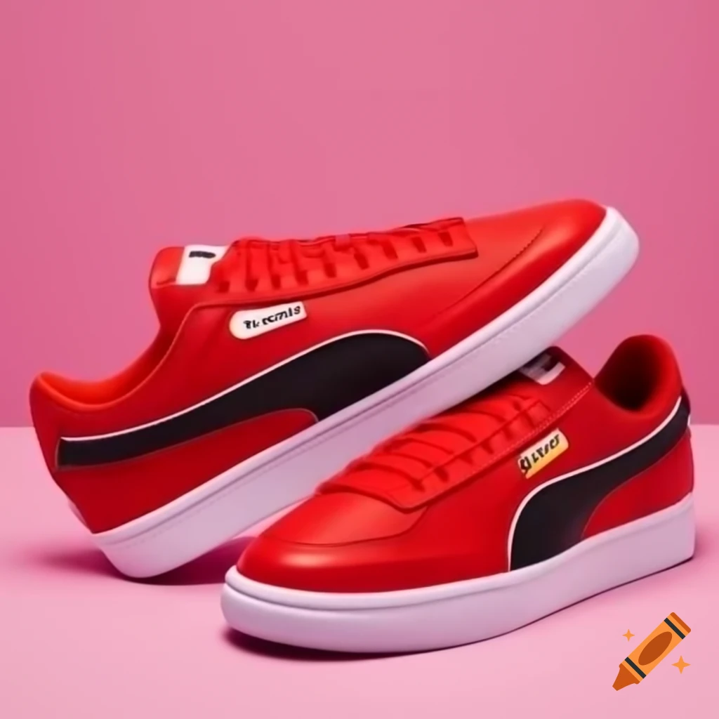 Modern Low top Puma Shoes In Red Color Inspired By Japan On Craiyon